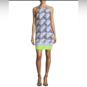 Laundry By Shelli Segal Black and White Mini Dress Green Accent Size 12